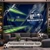 Wall Hanging Tapestry Custom NameSeattle Seahawks Pattern Personalized Printed Fabric Wall Decor