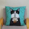 Cartoon Cycling Cat Print Cushion Cover Super Soft Pillowcase 45x45  Home Decor