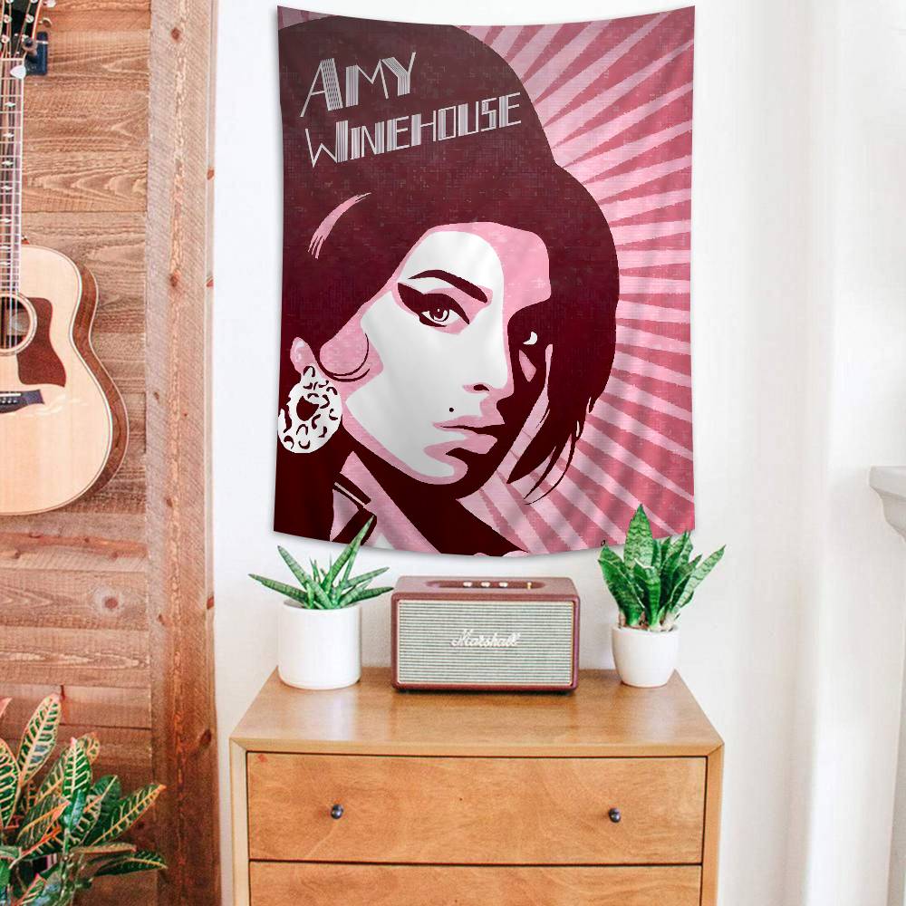Famous Music Singer Amy Winehouse Classic Vintage Printed Large Wall Tapestry Wall Hanging Decoration Household Decor Blanket