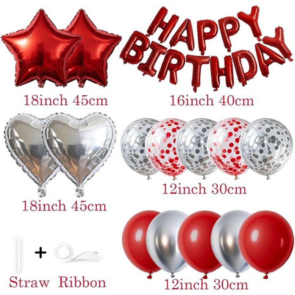 Latex/Aluminum Film Happy Birthday Balloon Garland Kit Heart Star Balloon Wall Backdrop  Birthday