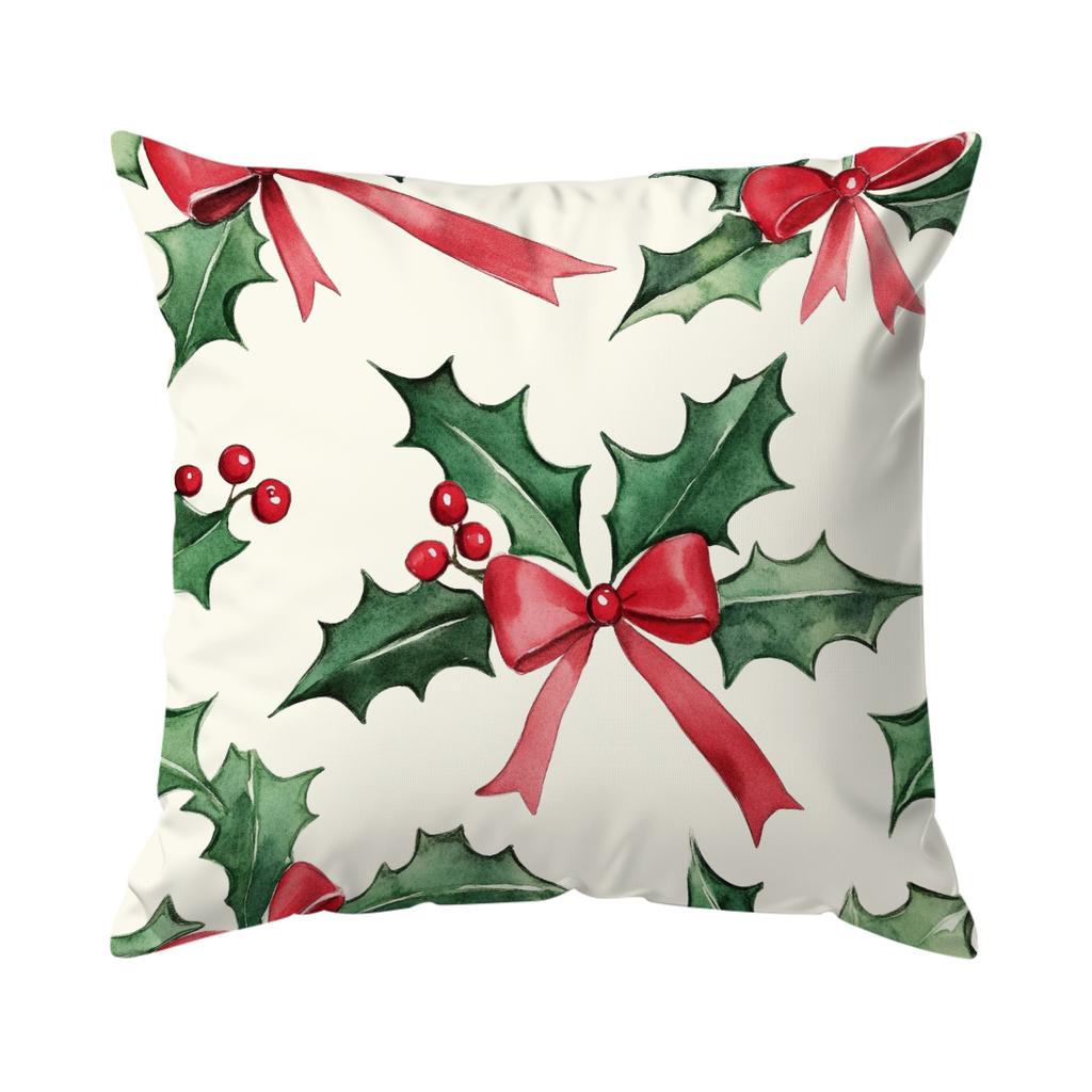 Winter Christmas Bow Pillowcase Printed Polyester 40/45/50cm Throw Pillowcover Decorative Sofa Cushion Pillowslip Home Decor