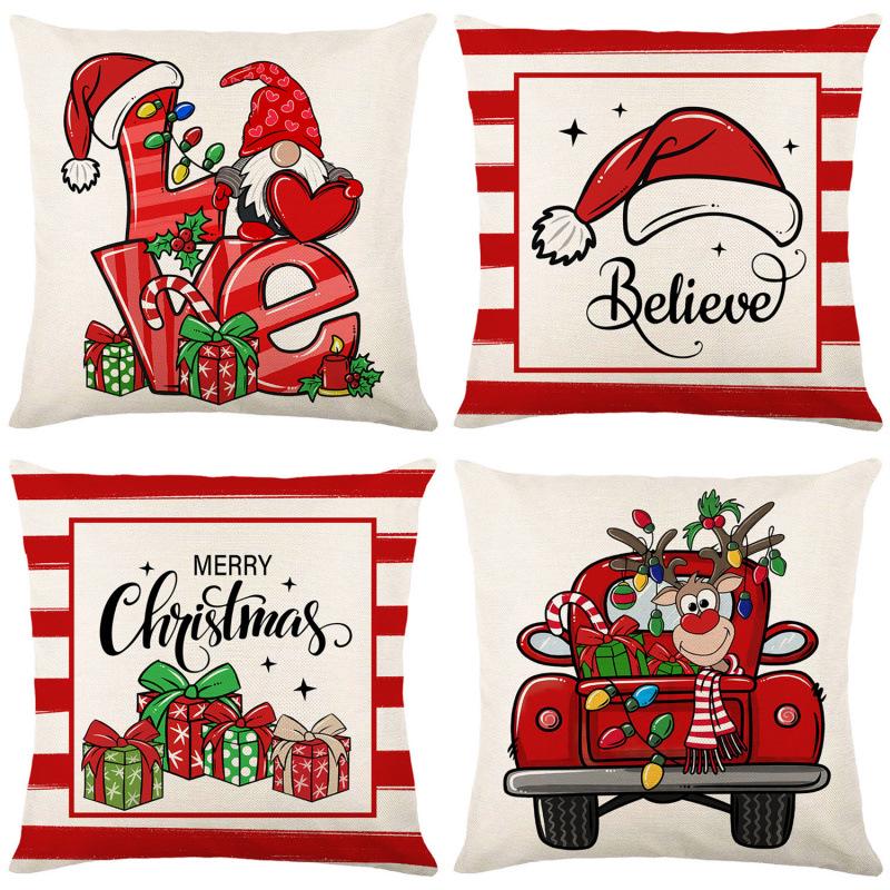 Christmas Linen Pillowcase: Home Sofa Decor & Car Lumbar Support Cushion Cover