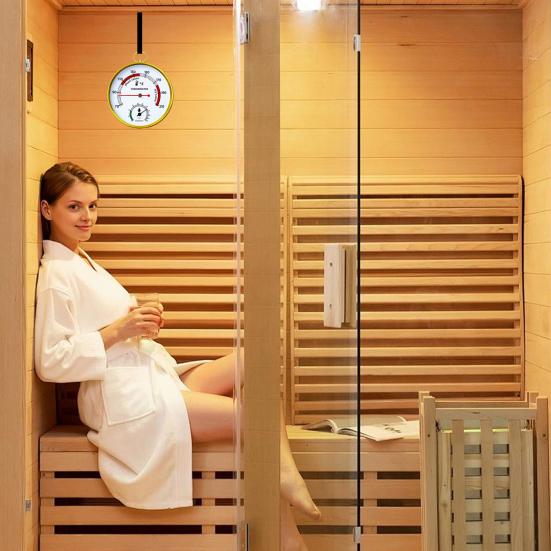 Hanging Sauna Thermometer Hygrometer 2-In-1 Indoor Sauna Room Sauna Centigrade Fahrenheit Temperature Humidity Monitor Gauge Sauna Accessories