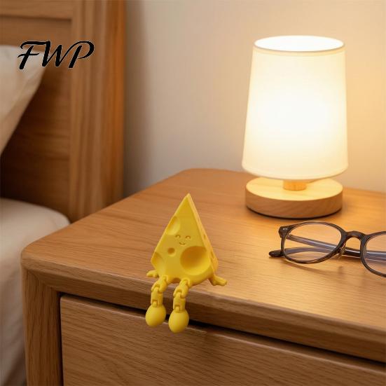 3D Printed Cheese Sculpture Novelty with Movable Joints, Funny Limb Toy Slice Figurine Fidget for Stress Relief, Office Desk Accessories Delicate