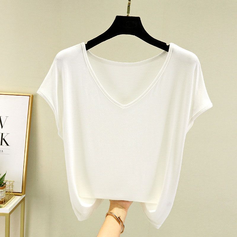 Ärmellose Dünne Übergröße Street Casual Tops T-Shirts Sommer Neu Einfarbig V-Ausschnitt Mode T-Shirts Vintage Harajuku Trend Damenbekleidung