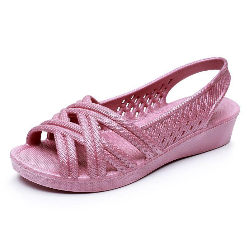 Sandals for Women, Summer New Style Fashionable Flat Heel Non Slip Wear-resistant Cool Slippers for Outdoor Wear