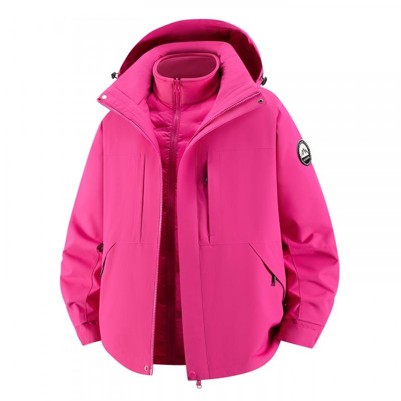 Men Women 3-in-1 Outdoor Waterproof Windproof Jacket With Detachable Down Inner Layer Hiking Camping Winter