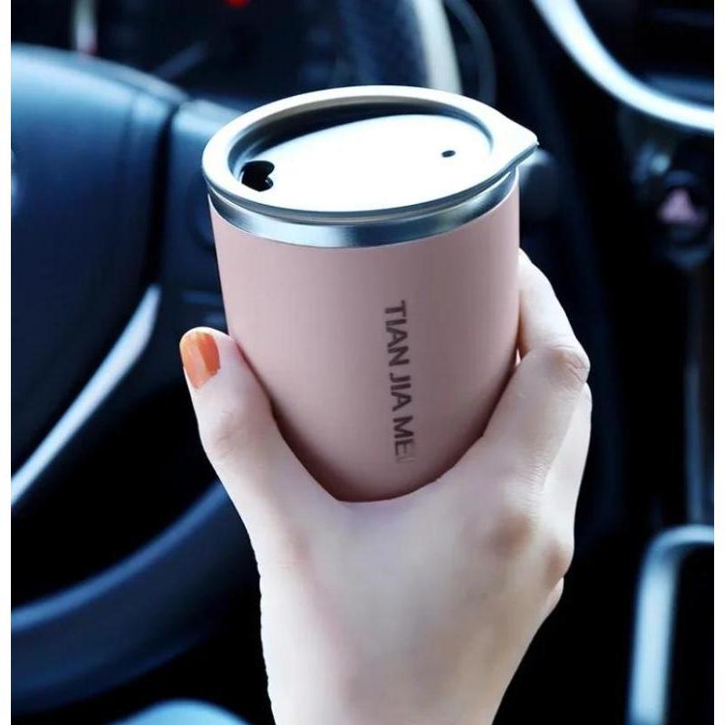 Portable Mini Stainless Steel Casual Cup Double Layer Heat Insulation Anti-scald Lid Travel Drinking Coffee Milk Tea Drink Cup