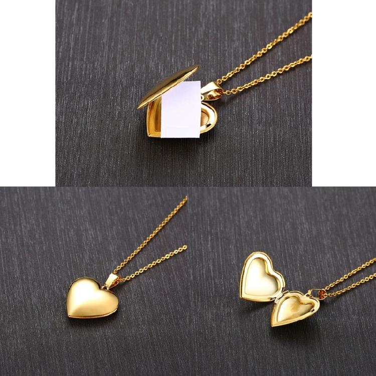 Metal Necklace with Heart Shaped Locket Pendant Adjustable Neckchain Ornament
