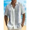 Camisa Casual Ligera de Poliéster para Hombre - Manga Corta de Verano con Rayas Verticales, Botones y Bolsillo en el Pecho