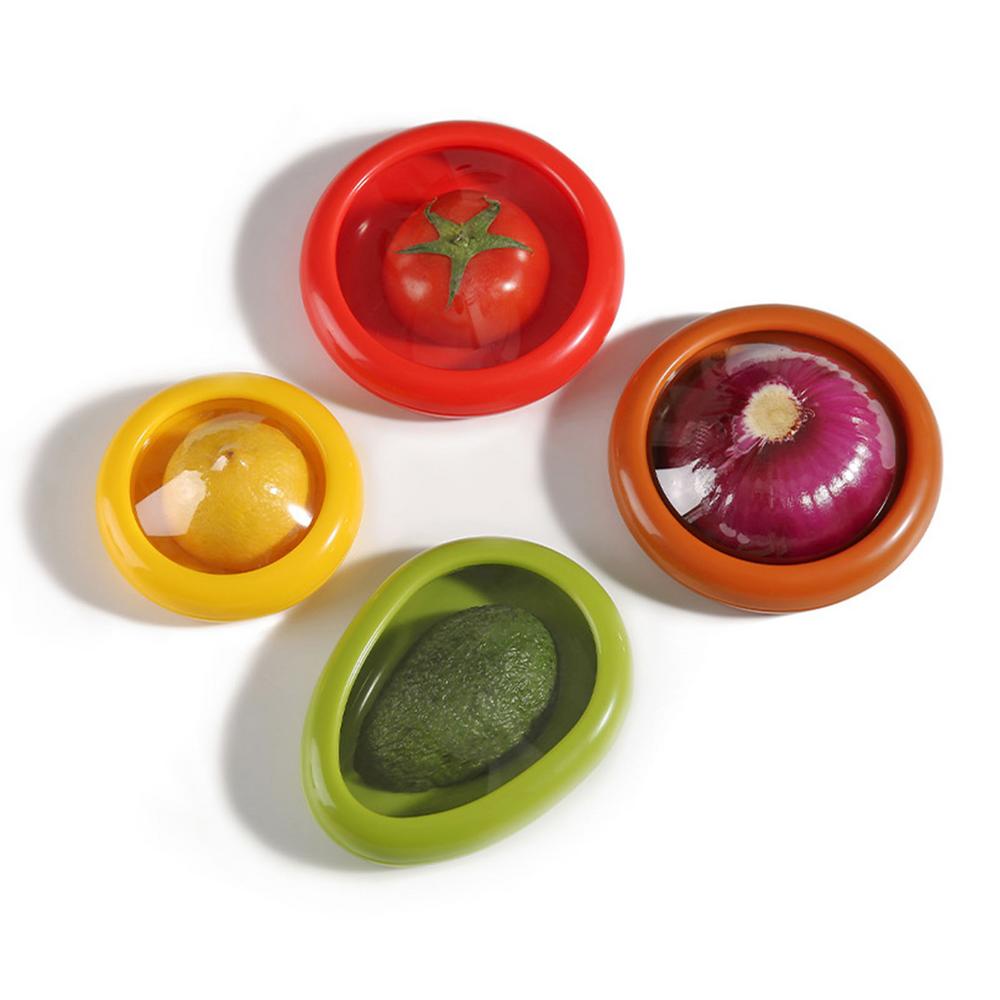 

4pcs Food Fruit Vegetable Reusable Airtight Fresh Storage Box for Fruits and Vegetables Avocado Lemon Storage Box Kitchen Gadget