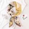 Luxury Brand  Silk Square Scarf Women Cat Neck Hair Tie Band Beach Hijab Kerchief Head Headbands Bandana Female Foulard 70cm