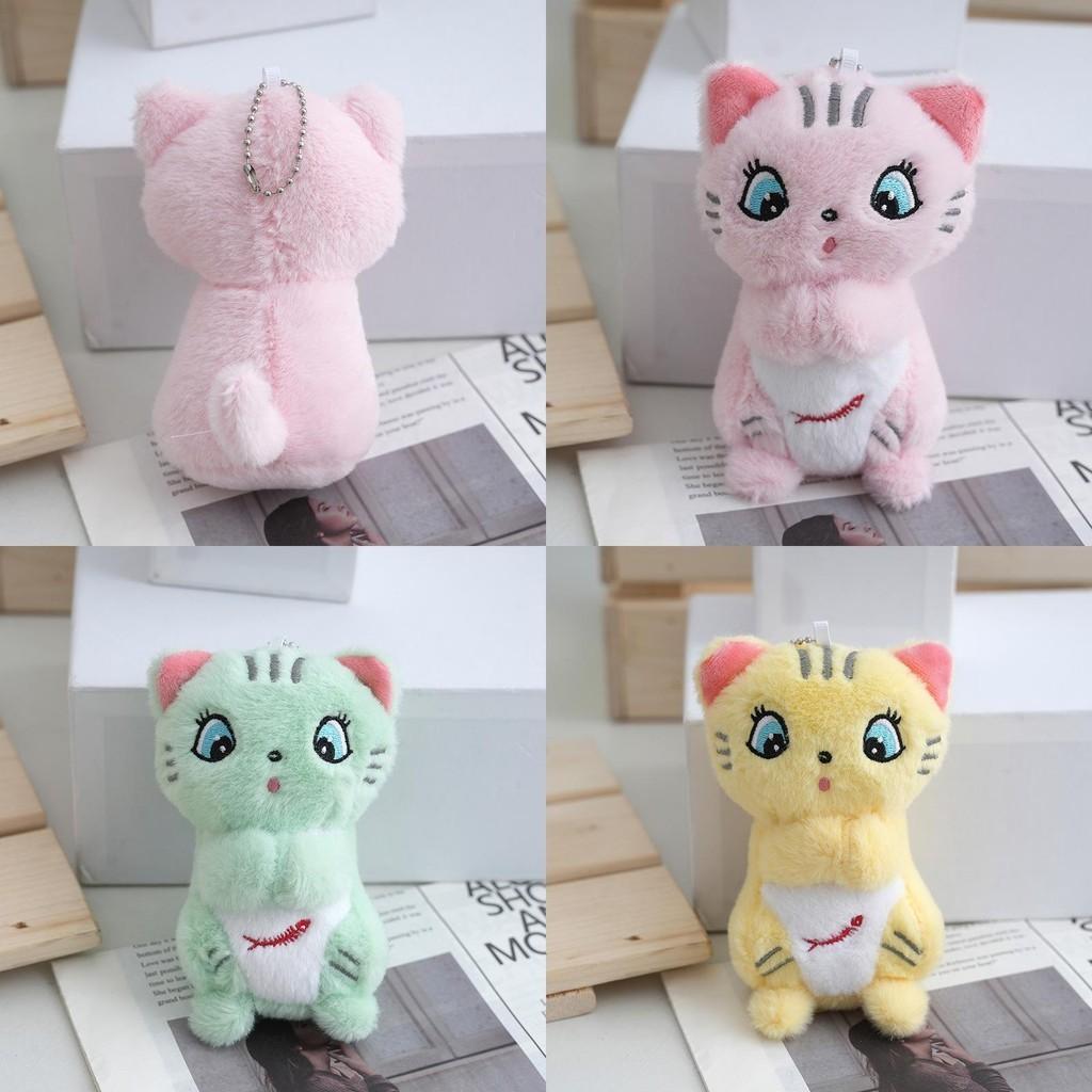 Entzückender Plüsch Katze mit großen Augen Schlüsselanhänger Weiches Spielzeug für Frauen Rucksackanhänger Exquisiter Autoschlüsselanhänger Niedliches Geschenk