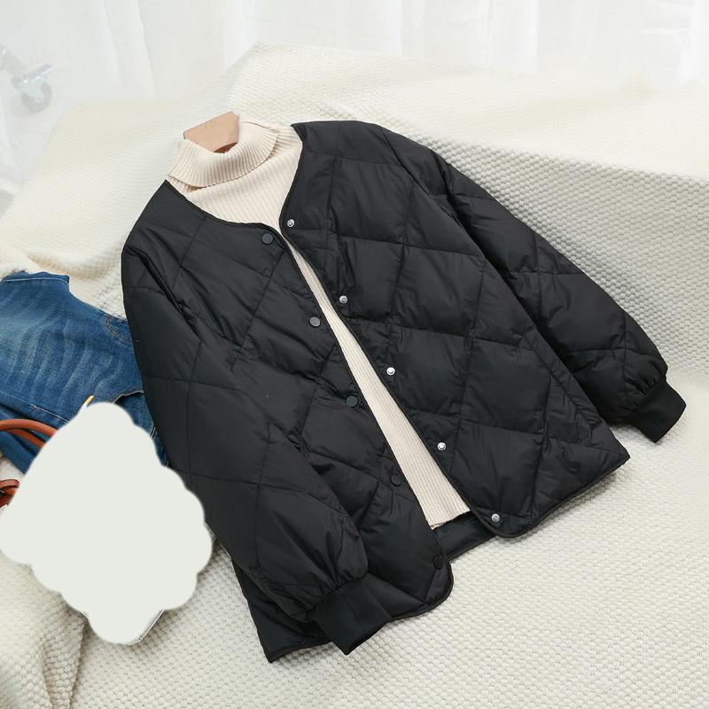 Women's Autumn Winter Plus Sizes Padded Short Lightweight Jacket Warm Comfortable Casual Button Collarless Down Tops