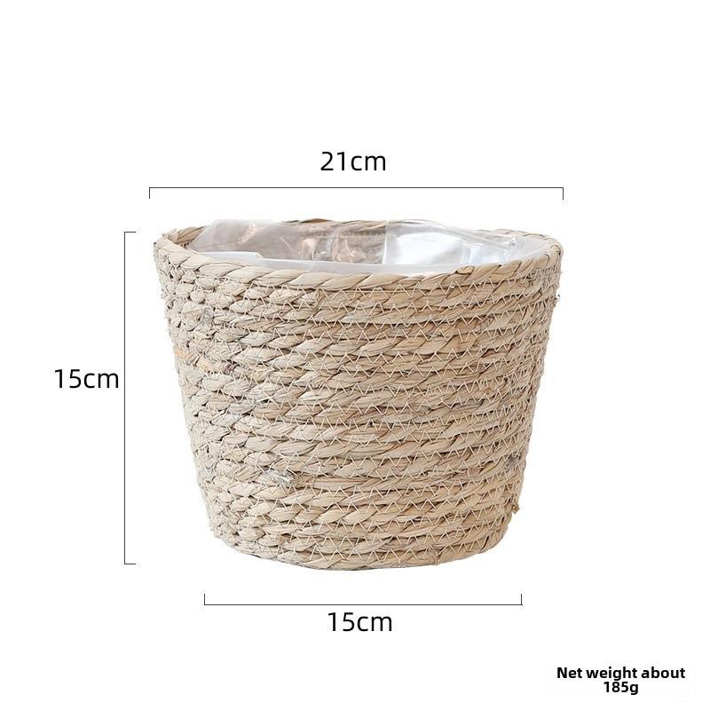 Nordic Woven Bamboo Flower Basket: Straw-style Pot for Flower Arrangement and Desktop Storage Ornaments in Home or Living Room.