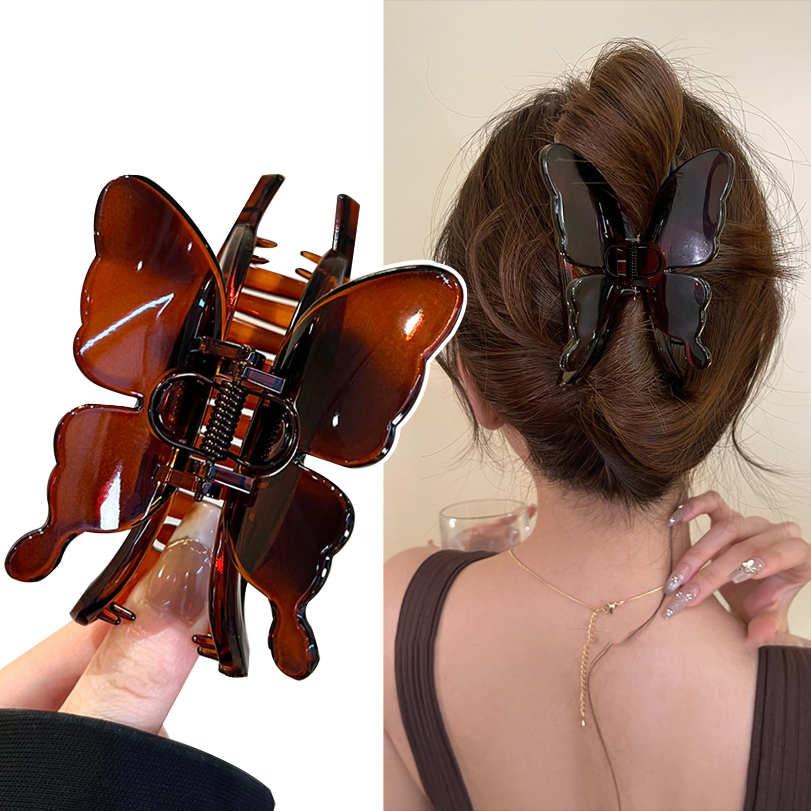 

Natunofu Butterfly Hair Perfect for Thick Hair Korean Hair Hair Accessory for Perfect for Everyday Use and Bath Clip, Large, Strong, Stylish, Cute,