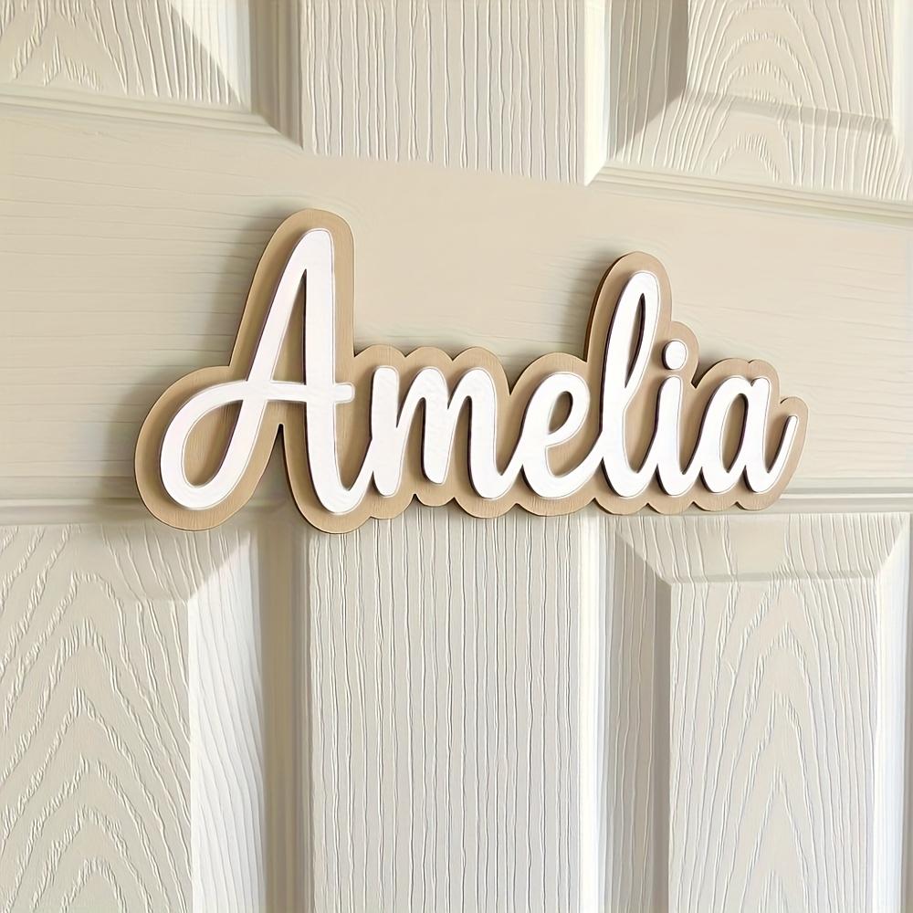 

[2D Plane]1pc d personalized signs, apartment number signs, nursery wall name signs, bedroom name wooden signs L білий
