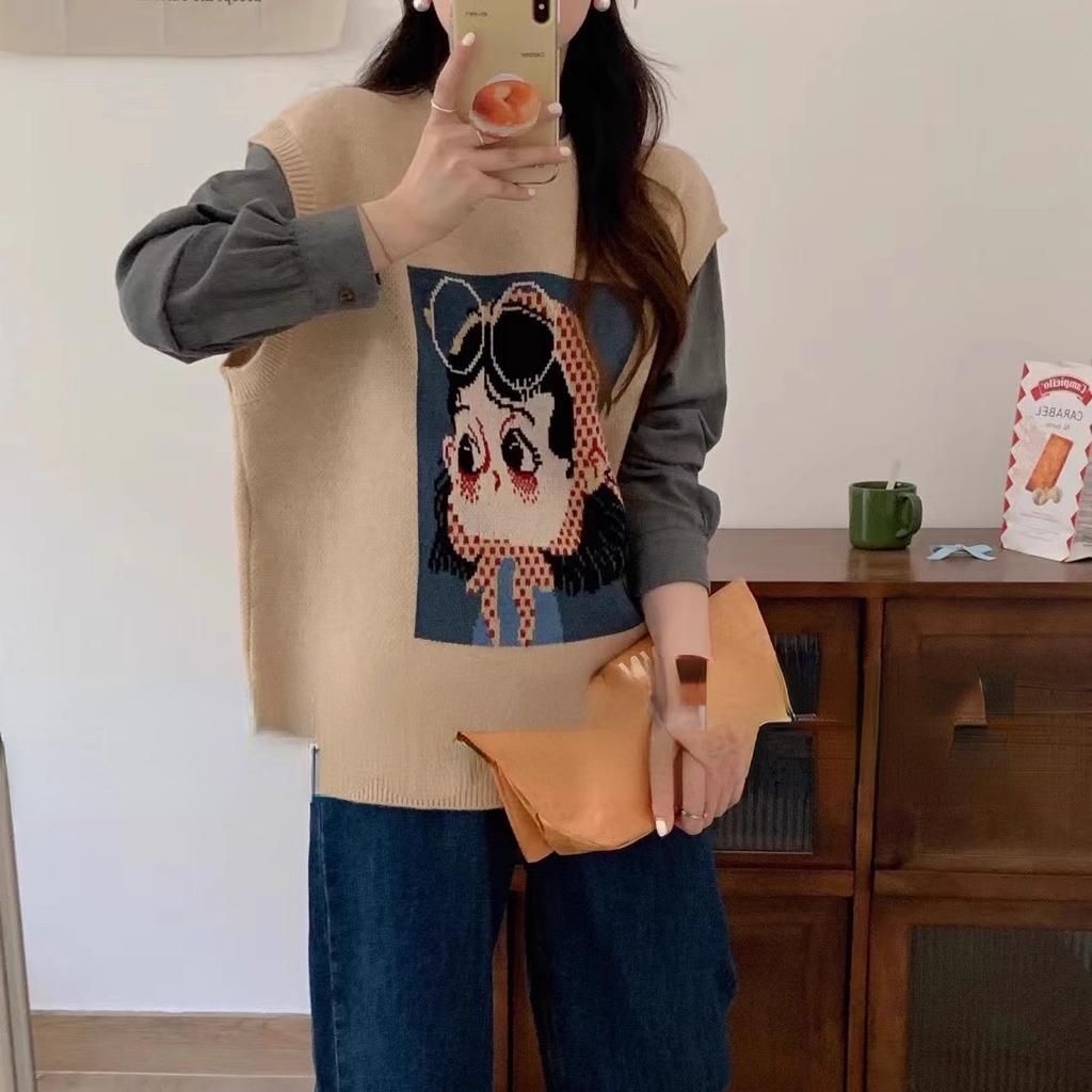 DIMANAF 2023 grande taille gilet grande taille automne femmes motif imprimé pulls tricot mode surdimensionné violet basique style décontracté pull ample