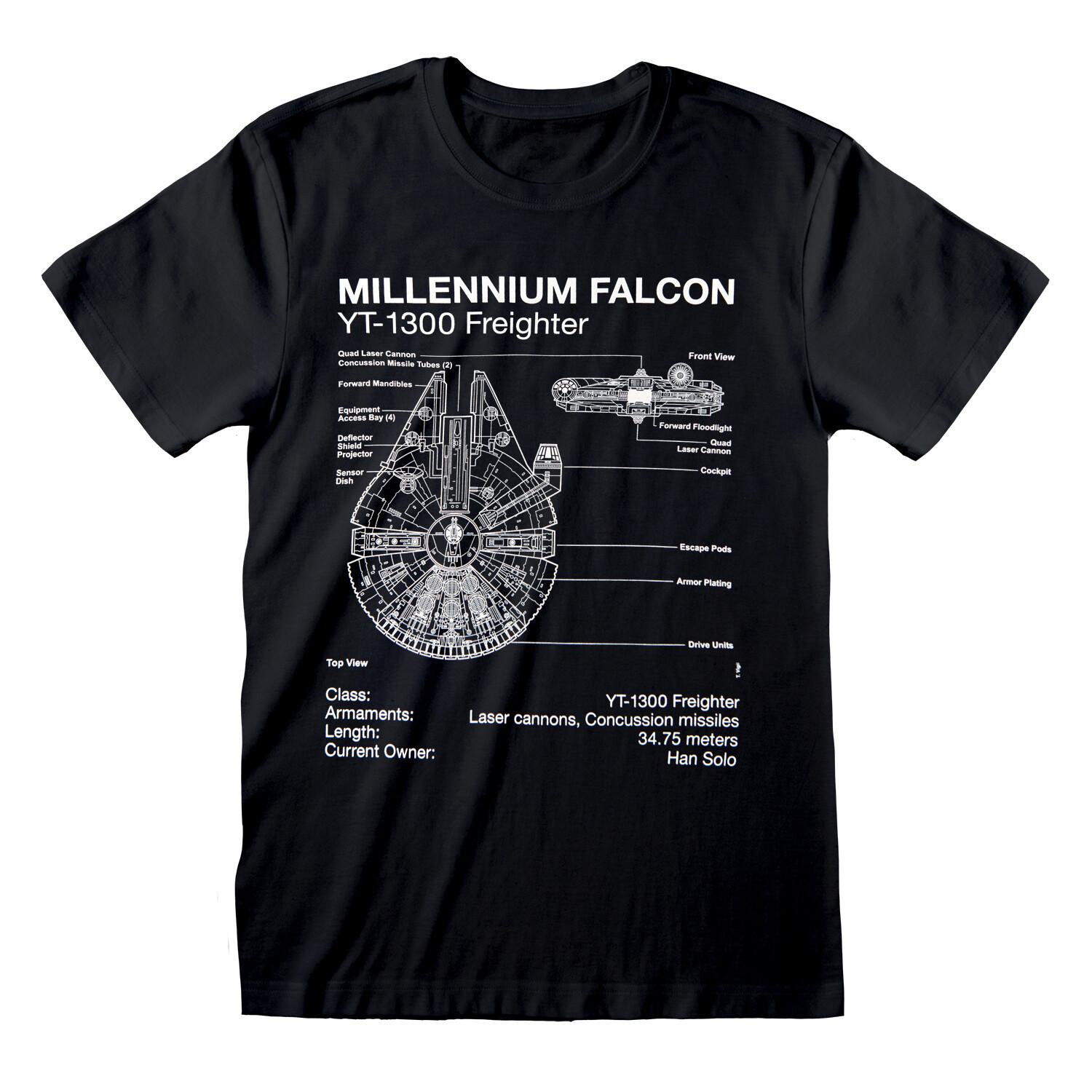 Star Wars Millenium Falcon Sketch Official Merch T-Shirt M New S
