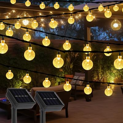 Catena di Luci Solari a Sfera di Cristallo con 20–100 LED – Luci Fatate da Esterno Impermeabili con 8 Modalità per Decorazione Giardino Natale