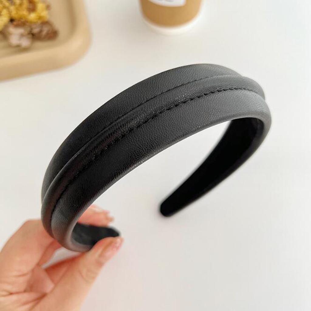 PROLY Neues Mode Stirnband für Frauen Lässiges PU Haarband Mädchen Einfarbig Turban Sommer Kopfbedeckung Haar-Accessoires