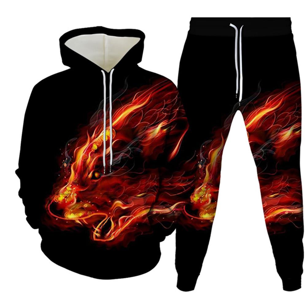 Zwierzę Wilk Nadruk 3D Męskie Zestawy Dresowe Casualowa Bluza z Kapturem i Spodnie 2-częściowe Zestawy Oversize Bluza Moda Streetwear Odzież Męska