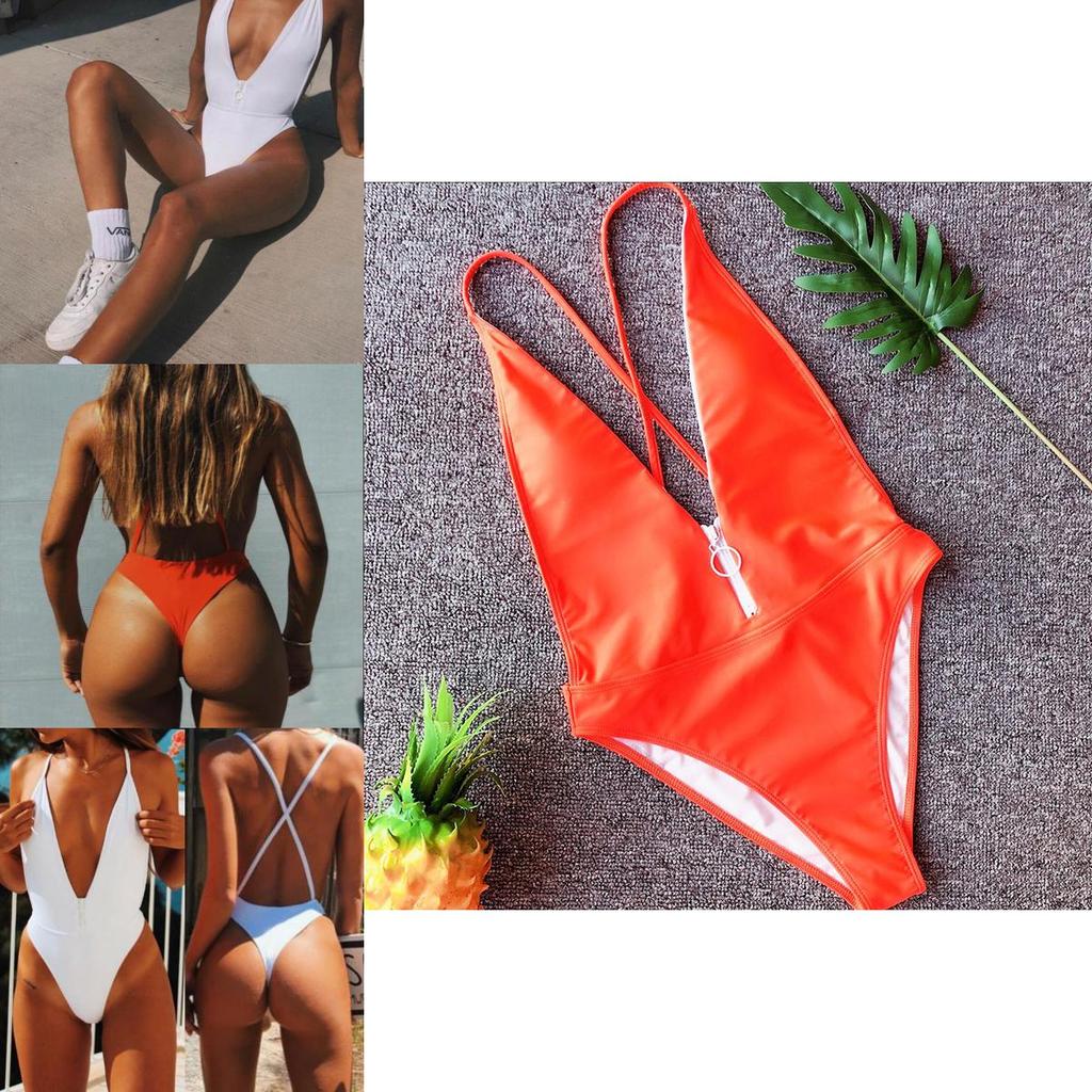 Premium Women One Piece Swimsuit Bikini Set Featuring Push-up Monokini And Zipper Design