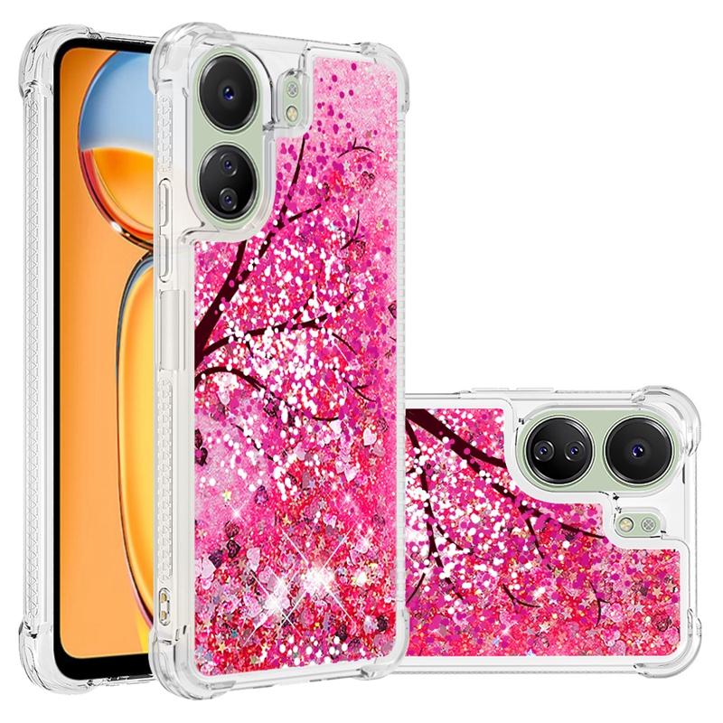 13C Pouzdro Pro Xiaomi Redmi 13C Kryt Malovaný Vzor Třpytivý Tekutý Kryt s Pískem pro Xiomi Redmi 13C 12C Pouzdro na Telefon Fundas