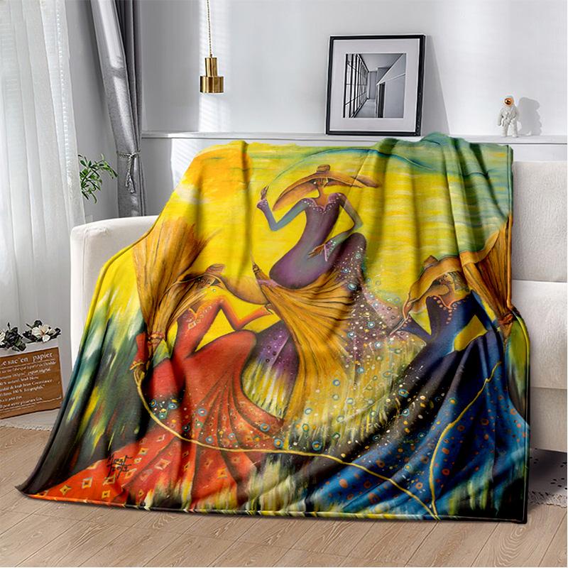 Ethiopian Painting Art Africa Blanket,Soft Throw Blanket for Home Bedroom Bed Sofa Picnic Travel Office Rest Cover Blanket Kids
