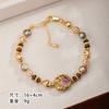 Handmade Geometric Pearl Tigers Eye Pendant Necklace Set With Crystal Accents Vintage Boho Style Women 31-40cm Adjustable