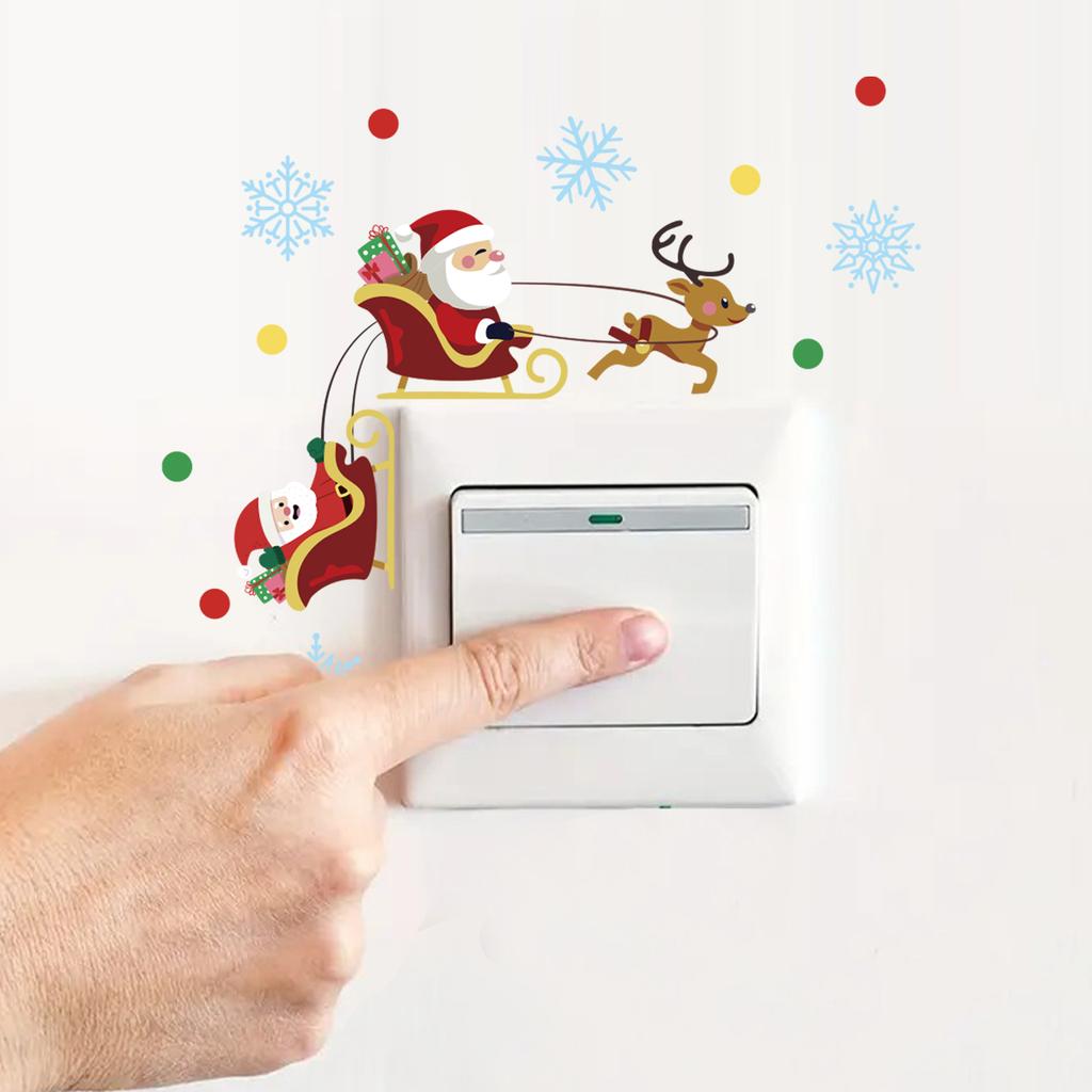 Christmas Santa Claus Switch Sticker Merry Christmas Decor for Home 2025 Navidad Xmas Ornament Penguin Sticker New Year 2026