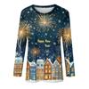 Women's Casual Fashion Sexy Comfortable Christmas Printed Round Neck Long Sleeve Top