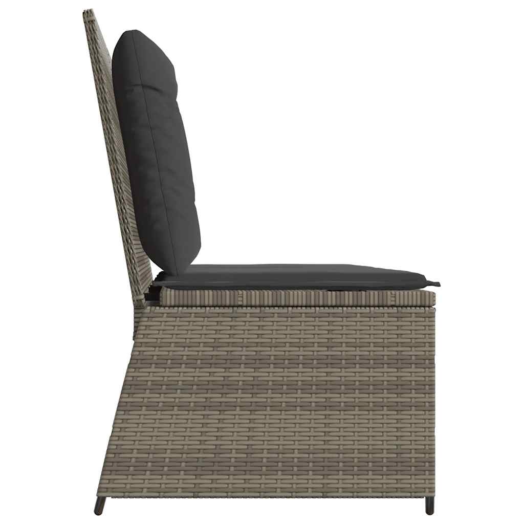 Vidaxl Foldable Garden Bench With Cushions, Grey, Poly Rattan