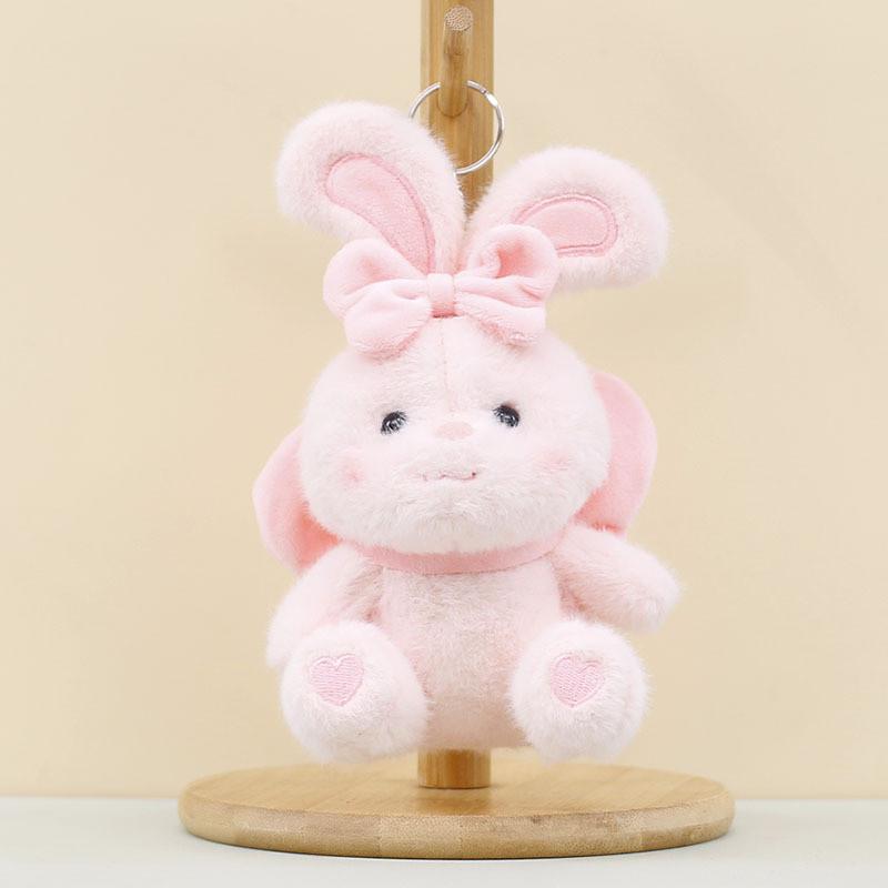 Adorable Plush Bunny Keychain With Bow Cute Rabbit Doll Bag Charm Soft Toy 17cm