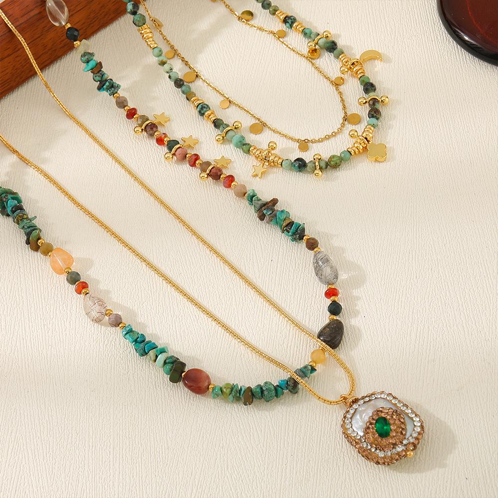 Vintage handmade layered Baroque pearl necklace, African pine natural stone beaded new Chinese high-end sweater chain