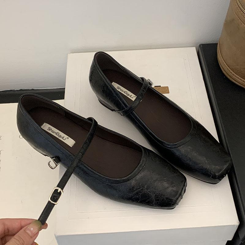 Fashion Fashion Buckle Strap Women Flats Mary Janes Shoes With Height Increasing Footwear Female Shallow Ladies Ballet Flats Shoes