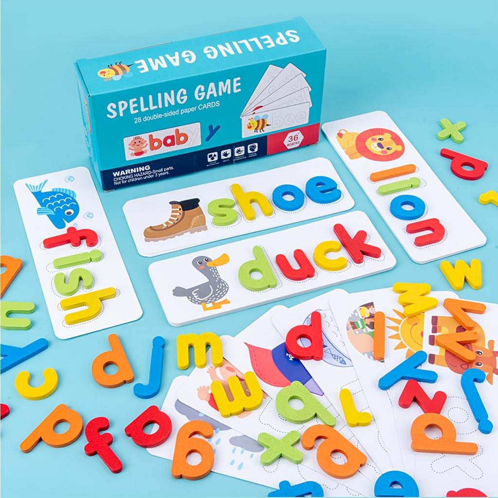 Montessori Alphabet Spelling Word Wooden Math Toys Kids Educational Teaching English Alphabet Cards Puzzle Game Learning Toys