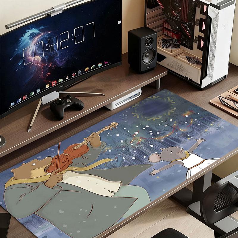 Ernest & Celestine Poster Mouse Pad, Large Gaming Desk Mat, Non-slip XXL Mousepad for Laptop & Tablet, Mini PC Playmat with Stitched Edges