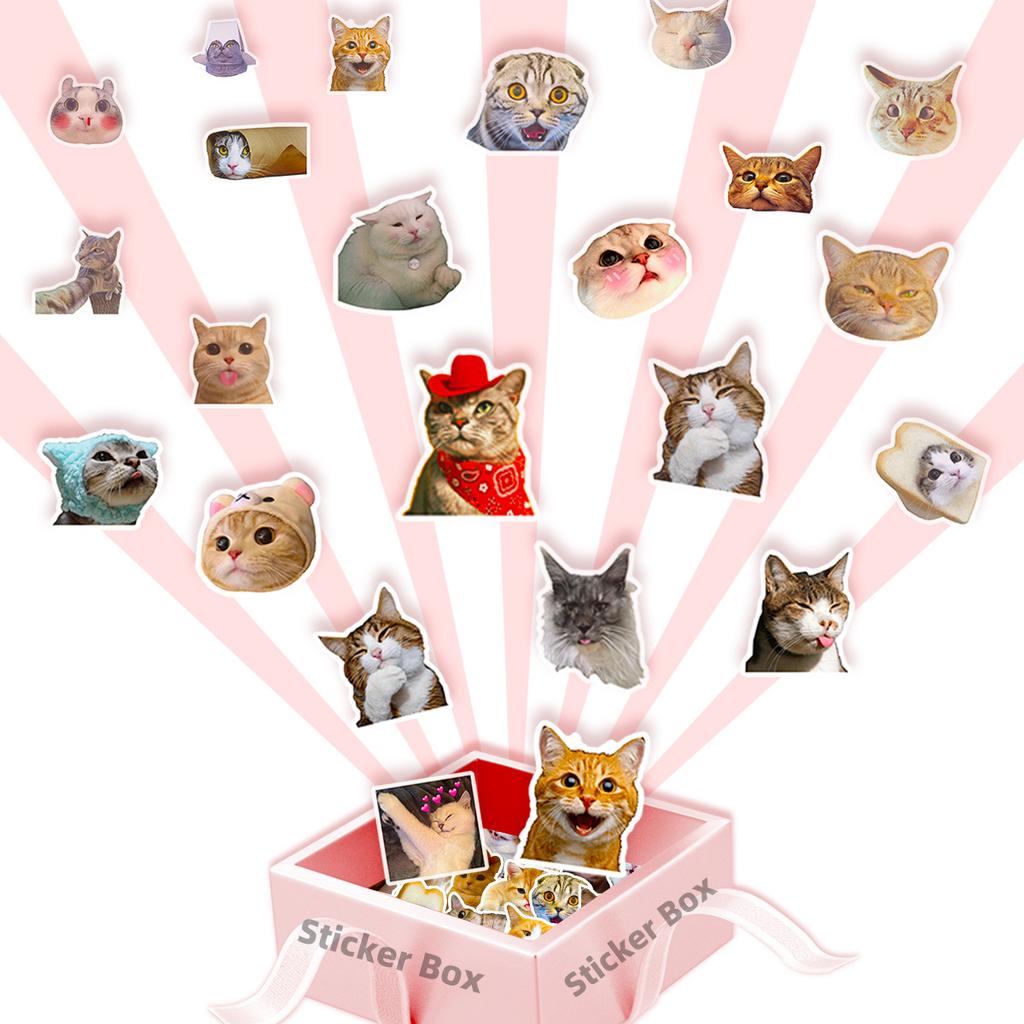 50 Realistic Cute Cat Head Emoticon Pack Stickers Internet Celebrity Cat Waterproof Graffiti Cartoon Stickers Pack