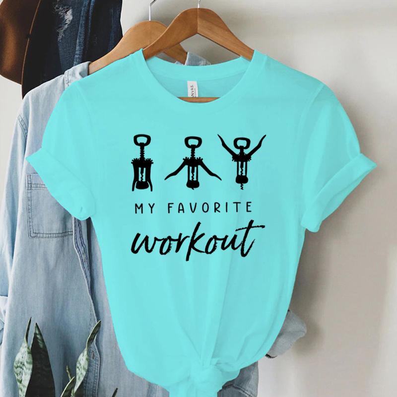 Funny Women Broadcast Gymnastics Tshirt My Favourite Workout Funny Graphic Tee Short Sleeves Casual Harajuku Fashion Tee Shirts