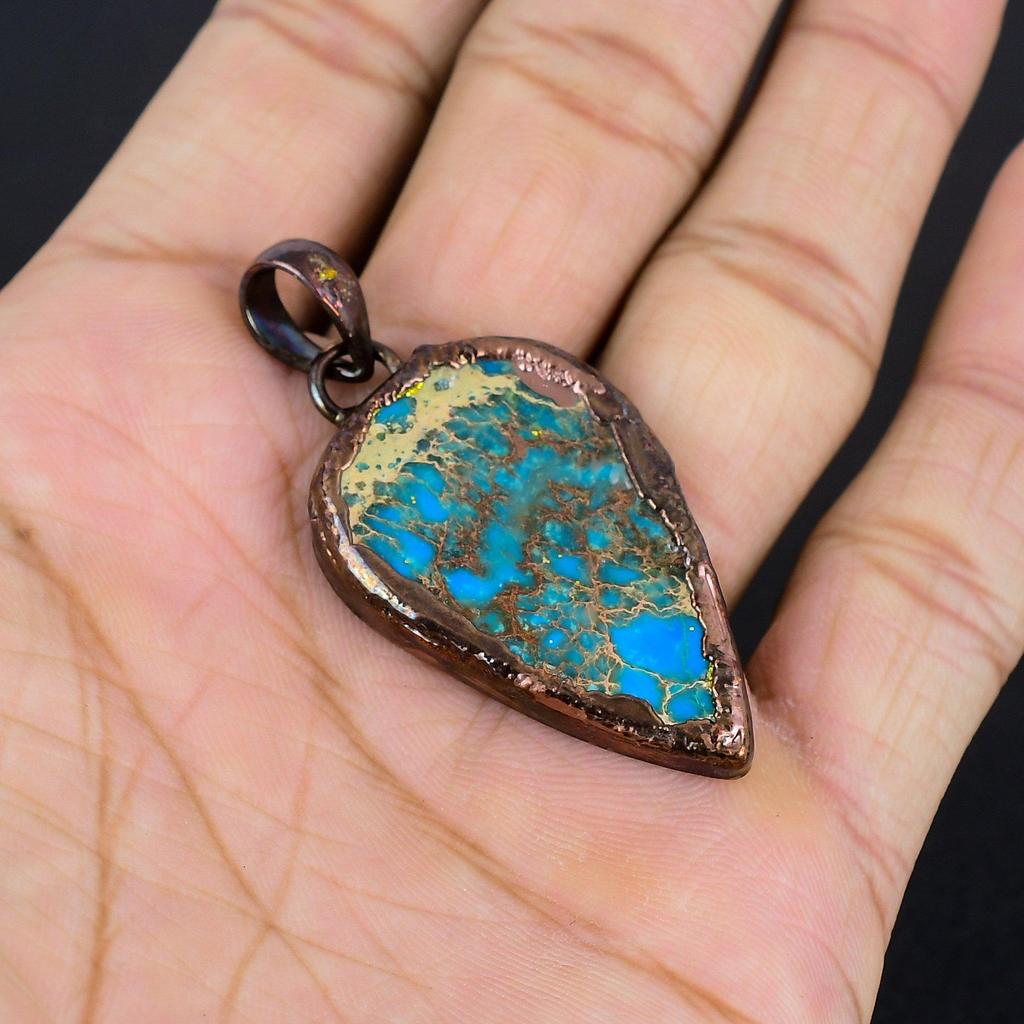 Sea Sediment Copper Electroformed Pendant, Handmade Gemstone Pendant Jewelry, Gifts For Wife Brand New Pendant