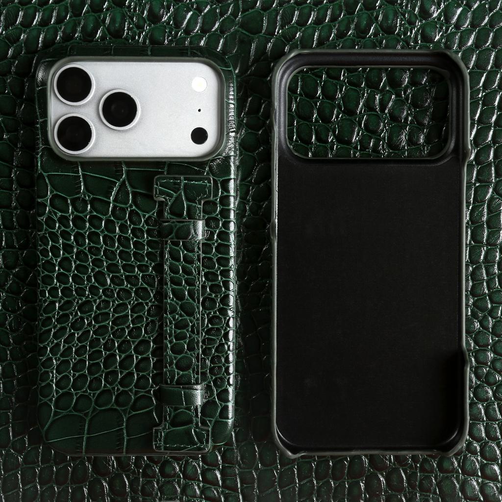 Genuine Leather Case With Wrist Strap Kickstand For For Iphone 17 Pro Max 16 1 14 13 12 Crocodile Pattern Protective Funda