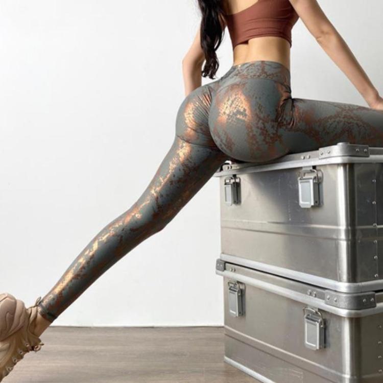 High Waist Seamless Leggings for Women Yoga Fitness Push Up Butt Lifting Booty Gilded Gold Stretch Tight Snake Peach Ruched Leggins