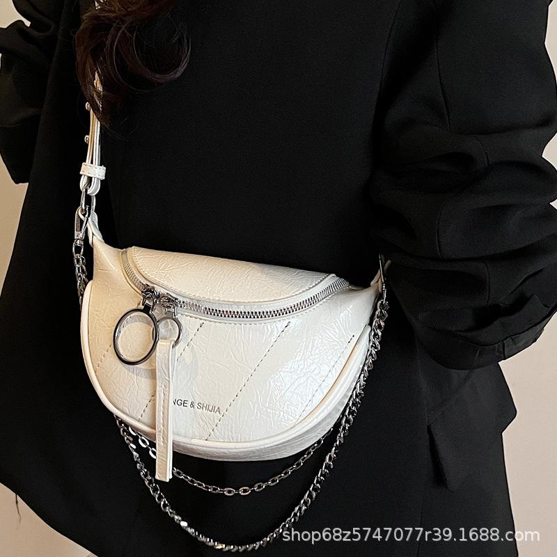Korean Version of the Trend Small Bag Women's 2025 Summer New Fashion Simple Dumpling Bag Texture Chain Shoulder Messenger Bag