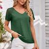 Spring Summer Women's Spliced Mesh Short Sleeved Top Solid Color Casual Loose T-shirt