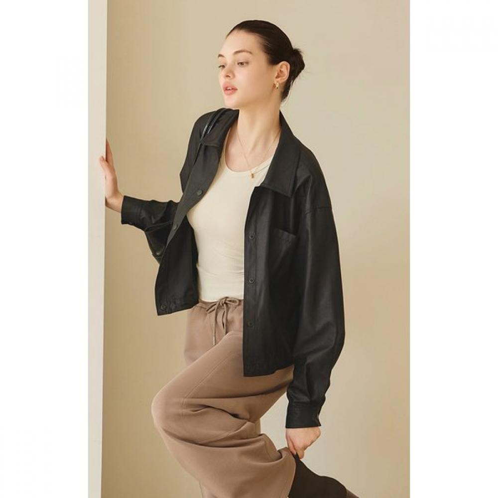 Huit Fake Leather Shirt Jacket Htwsu5k02t