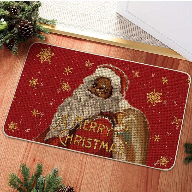 Christmas Element Printed Doormat Anti Slip and Anti Stain 100% Polyester Carpet Suitable for Front Door Living Room Bedroom Rug