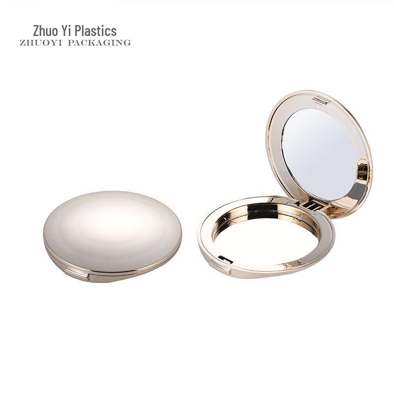 Gold 59mm Round Portable Thin Powder Compact for Blush, Highlighter, Contour, or Eyelash Storage