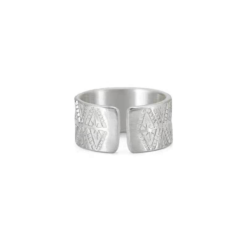 Adjustable Open Ring Men Women Vintage Geometric Finger With Tian Dao Chou Qin Motif