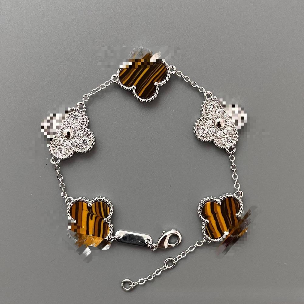 Fashionable Four-leaf Clover Five-flower Bracelet for Women 18k Double-sided Mother-of-pearl Fashion Niche Design Versatile Bracelet